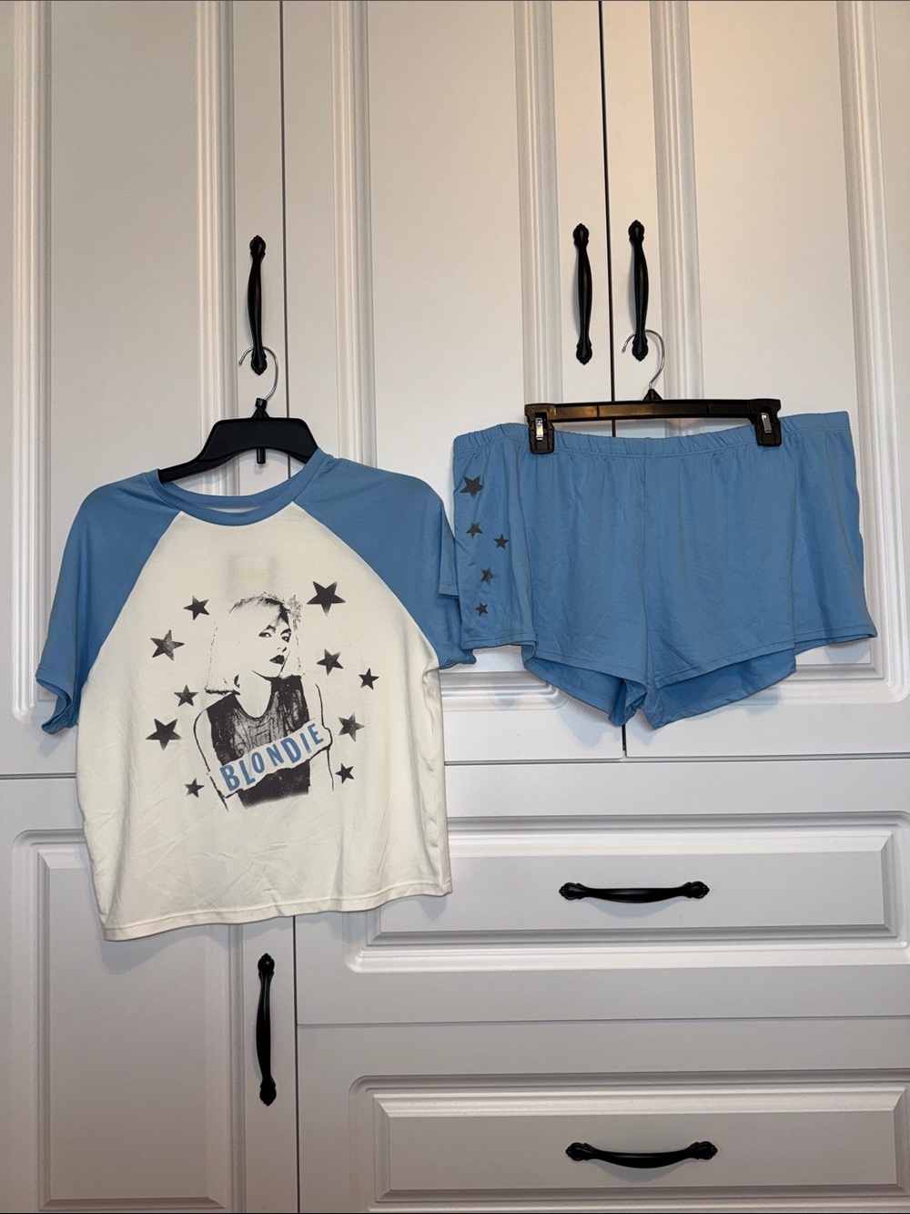 Grayson Threads Blondie Pajama Shorts Set Blue White Star